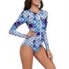 imageWomens Athletic One Piece Swimsuits Long Sleeve Swimsuit Sports Surfing Swimwear Bathing SuitsMermaid