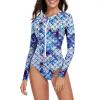 imageWomens Athletic One Piece Swimsuits Long Sleeve Swimsuit Sports Surfing Swimwear Bathing SuitsMermaid