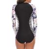 imageWomens Athletic One Piece Swimsuits Long Sleeve Swimsuit Sports Surfing Swimwear Bathing SuitsNavy Black Floral