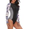 imageWomens Athletic One Piece Swimsuits Long Sleeve Swimsuit Sports Surfing Swimwear Bathing SuitsNavy Black Floral