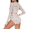 imageWomens Athletic One Piece Swimsuits Long Sleeve Swimsuit Sports Surfing Swimwear Bathing SuitsOrange Print