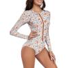 imageWomens Athletic One Piece Swimsuits Long Sleeve Swimsuit Sports Surfing Swimwear Bathing SuitsOrange Print