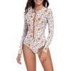 imageWomens Athletic One Piece Swimsuits Long Sleeve Swimsuit Sports Surfing Swimwear Bathing SuitsOrange Print