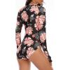 imageWomens Athletic One Piece Swimsuits Long Sleeve Swimsuit Sports Surfing Swimwear Bathing SuitsPink Flower