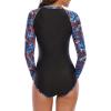 imageWomens Athletic One Piece Swimsuits Long Sleeve Swimsuit Sports Surfing Swimwear Bathing SuitsRed  Blue Stripe