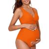 imageAmerican Trends Maternity Swimsuit High Waisted Bikini Set Two Piece Pregnancy Bathing Suit Swimwear Swimming SuitOrange