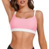 imageSports Swim Bra Bikini Tops for Women Classic Bathing Suits Top with Padded Crop SwimsuitPink and White