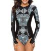 imageWomens Athletic One Piece Swimsuits Long Sleeve Swimsuit Sports Surfing Swimwear Bathing Suits02 Black