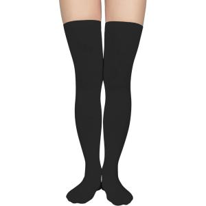 imageAmerican Trends Striped Knee High Socks for Women Thigh High Socks Long Leg Warmers001 1 Pack Black Solid Long