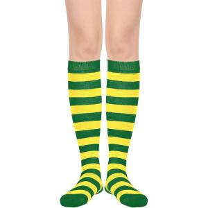 imageAmerican Trends Striped Knee High Socks for Women Thigh High Socks Long Leg WarmersZ 1 Pack Green Yellow