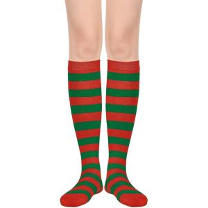imageAmerican Trends Striped Knee High Socks for Women Thigh High Socks Long Leg WarmersZ 1 Pack Red Green