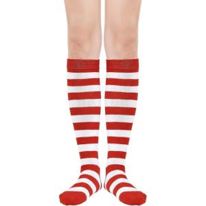 imageAmerican Trends Striped Knee High Socks for Women Thigh High Socks Long Leg WarmersZ 1 Pack Red White