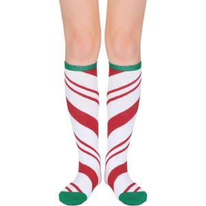 imageAmerican Trends Striped Knee High Socks for Women Thigh High Socks Long Leg WarmersZ Christmas Stripes