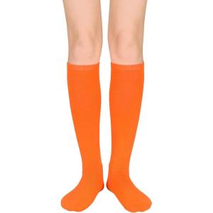 imageAmerican Trends Striped Knee High Socks for Women Thigh High Socks Long Leg WarmersZ Solid Orange