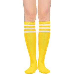 imageAmerican Trends Striped Knee High Socks for Women Thigh High Socks Long Leg WarmersZ Yellow White