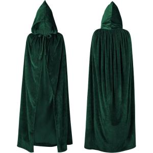 imageAmerican Trends Unisex Hooded Robe Cloak Adults Velvet Lightweight Overcoat Cloak for Halloween Cosplay CostumesBlackish Green