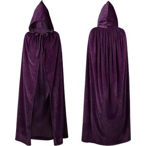 imageAmerican Trends Unisex Hooded Robe Cloak Adults Velvet Lightweight Overcoat Cloak for Halloween Cosplay CostumesPurple