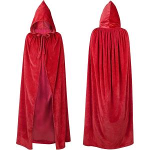 imageAmerican Trends Unisex Hooded Robe Cloak Adults Velvet Lightweight Overcoat Cloak for Halloween Cosplay CostumesRed