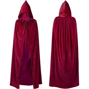 imageAmerican Trends Unisex Hooded Robe Cloak Adults Velvet Lightweight Overcoat Cloak for Halloween Cosplay CostumesWine Red
