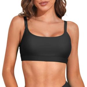 imageSports Swim Bra Bikini Tops for Women Classic Bathing Suits Top with Padded Crop SwimsuitBlack