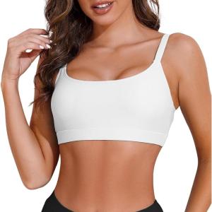 imageSports Swim Bra Bikini Tops for Women Classic Bathing Suits Top with Padded Crop SwimsuitWhite