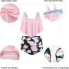 imageAmerican Trends High Waisted Swimsuits for Women Two Piece Bathing Suit Tummy Control Tankini Swimsuits Ruffled Tank Tops with High Waist Bottoms for Mom and Girls Pink Flower 1012