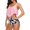 imageAmerican Trends High Waisted Swimsuits for Women Two Piece Bathing Suit Tummy Control Tankini Swimsuits Ruffled Tank Tops with High Waist Bottoms for Mom and Girls Pink Flower 1012