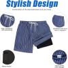 imageAmerican Trends Mens Swim Trunks Board Shorts Quick Dry Mens Swimming Trunks with Compression LinerQ Blue Vertical Stripes