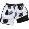 imageAmerican Trends Mens Swim Trunks Board Shorts Quick Dry Mens Swimming Trunks with Compression LinerZ Leaves White