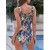 imageAthletic One Piece Swimsuit for Women Modest Criss Cross Back Slimming Bathing Suit Swimming SuitBluepink Print
