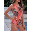 imageAthletic One Piece Swimsuit for Women Modest Criss Cross Back Slimming Bathing Suit Swimming SuitRed Floral Printed