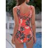 imageAthletic One Piece Swimsuit for Women Modest Criss Cross Back Slimming Bathing Suit Swimming SuitRed Floral Printed