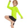 imageBoy Long Sleeve Rash Guard Shirt UPF 50 Sun Protection Rashguard Swim ShirtFluorescent Green