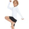 imageBoy Long Sleeve Rash Guard Shirt UPF 50 Sun Protection Rashguard Swim ShirtWhite