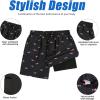 imageMens Swim Trunks Quick Dry Bathing Suits Novelty Board Shorts with Compression Liner Pink Shark 2XL
