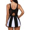 imageWomens Tummy Control Swimsuits Vintage Swim Dress One Piece Bathing Suits for Women Plus Size SwimdressBlackwhite