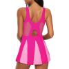 imageWomens Tummy Control Swimsuits Vintage Swim Dress One Piece Bathing Suits for Women Plus Size SwimdressHot Pink