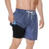 imageMens Swim Trunks 7 Inch Swim Shorts with Liner Mens Compression Shorts Summer Swimwear Navy tripes 2XL