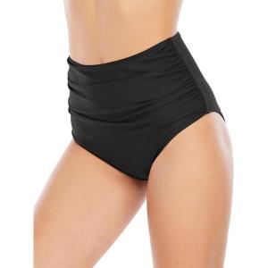 imageAmerican Trends High Waisted Bikini Bottoms Ruched Tummy Control Swimsuits Bottoms Sexy Swim Bottom Bathing Suits for Women01 Solid Black