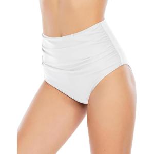 imageAmerican Trends High Waisted Bikini Bottoms Ruched Tummy Control Swimsuits Bottoms Sexy Swim Bottom Bathing Suits for WomenWhite