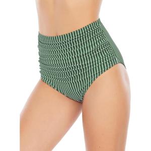 imageAmerican Trends High Waisted Bikini Bottoms Ruched Tummy Control Swimsuits Bottoms Sexy Swim Bottom Bathing Suits for WomenWhitegreen Stripes