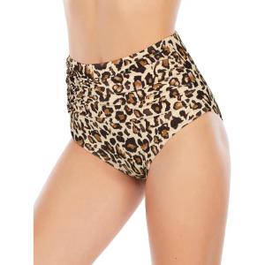 imageAmerican Trends High Waisted Bikini Bottoms Ruched Tummy Control Swimsuits Bottoms Sexy Swim Bottom Bathing Suits for WomenYellow Leopard