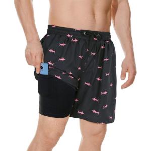 imageAmerican Trends Mens Swim Trunks Board Shorts Quick Dry Mens Swimming Trunks with Compression LinerPink Shark