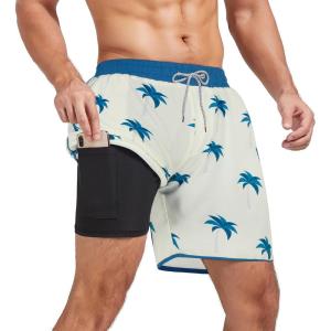 imageAmerican Trends Mens Swim Trunks Board Shorts Quick Dry Mens Swimming Trunks with Compression LinerZ Blue Tree
