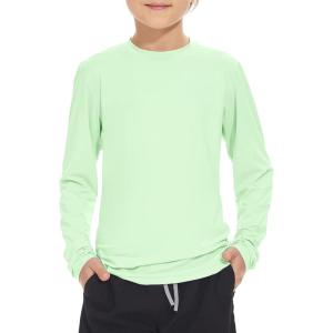 imageBoy Long Sleeve Rash Guard Shirt UPF 50 Sun Protection Rashguard Swim ShirtGreen