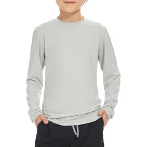 imageBoy Long Sleeve Rash Guard Shirt UPF 50 Sun Protection Rashguard Swim ShirtGrey