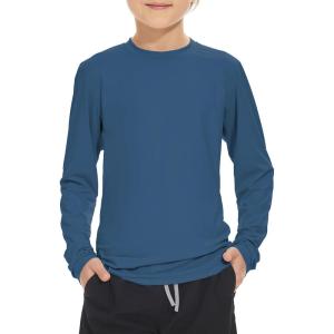 imageBoy Long Sleeve Rash Guard Shirt UPF 50 Sun Protection Rashguard Swim ShirtNavy