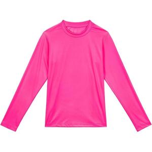 imageBoy Long Sleeve Rash Guard Shirt UPF 50 Sun Protection Rashguard Swim ShirtRose Red