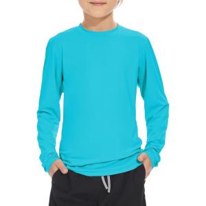 imageBoy Long Sleeve Rash Guard Shirt UPF 50 Sun Protection Rashguard Swim ShirtSky Blue