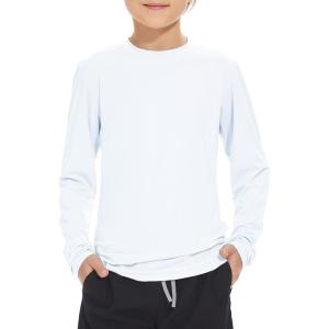imageBoy Long Sleeve Rash Guard Shirt UPF 50 Sun Protection Rashguard Swim ShirtWhite